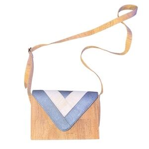 ARTELUSA Natural Cork Shoulder Crossbody Bag Portugal Blue White